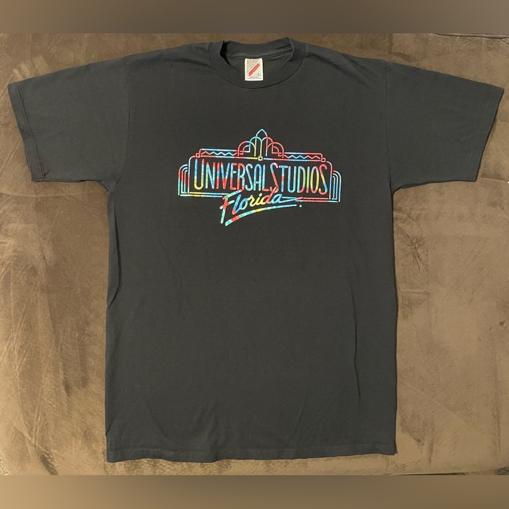 VTG 90s UNIVERSAL STUDIOS FLORIDA Black Tee Jerzees L